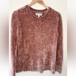 ORVIS Rayon Chenille Pink Knit Long Sleeve Crewneck Sweater SMALL